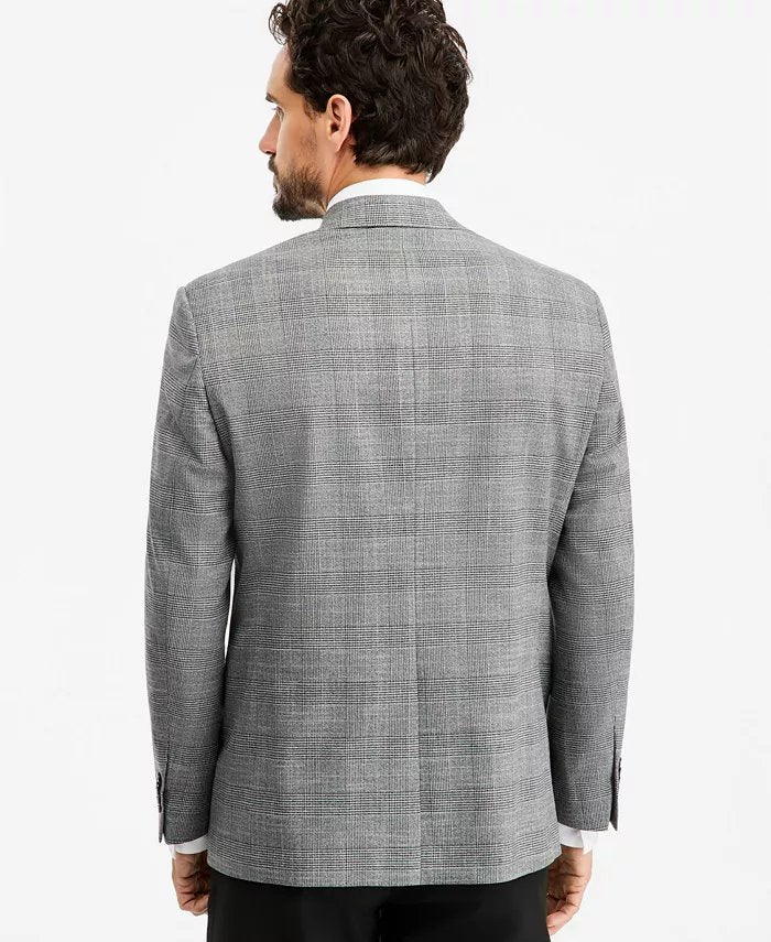 Michael Kors Mens Classic fit Sport Coat Blazer 52 R Plaid Black White Plaid