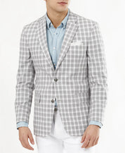 Tommy Hilfiger Men's Modern-Fit Tan & Gray Plaid Blazer 48R