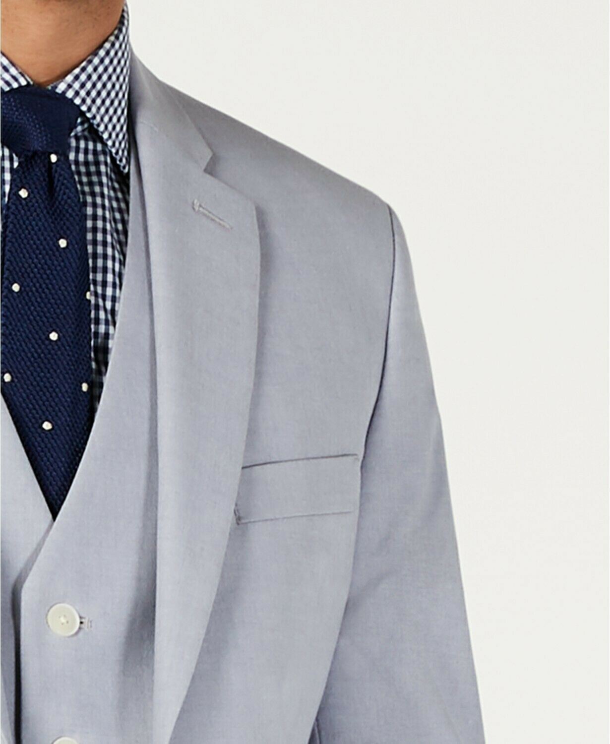 Tommy Hilfiger Modern-Fit Stretch Light Gray Chambray Suit Jacket 40S