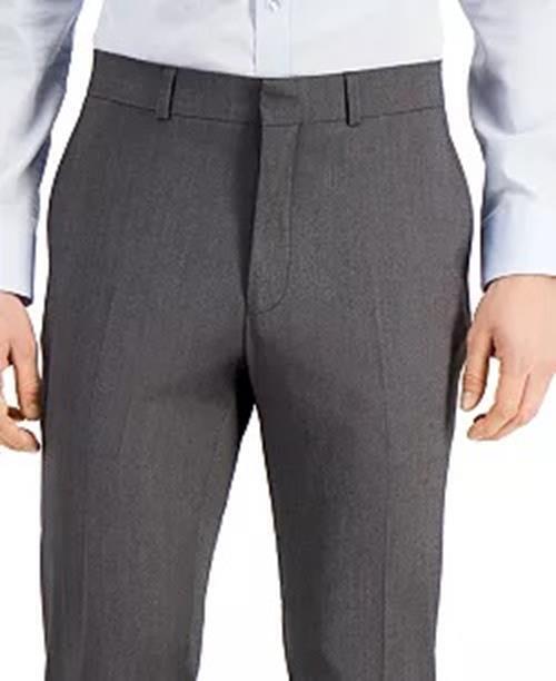 Kenneth Cole Reaction Mens Dress Pants 36 x 34 Grey Silver Techni-Cole Slim-Fit