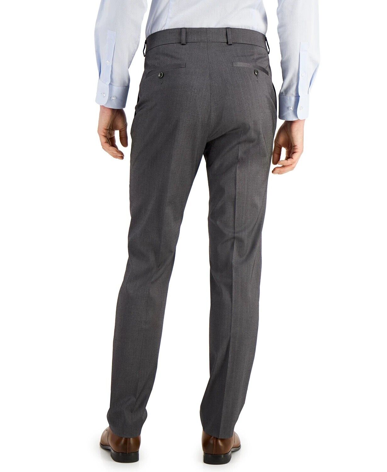 Kenneth Cole Reaction Mens Dress Pants 36 x 34 Grey Silver Techni-Cole Slim-Fit