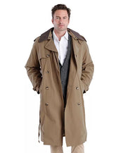 London Fog Mens Belted Trench Coat 44 R Khaki Brown Solid