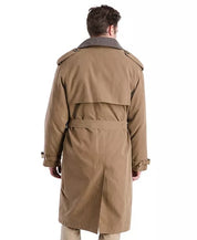 London Fog Mens Belted Trench Coat 44 R Khaki Brown Solid