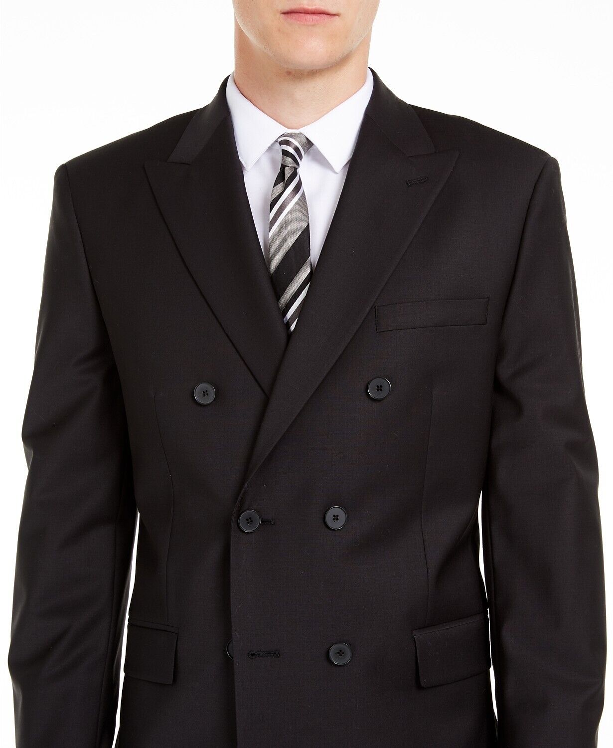 Calvin Klein Slim-Fit Stretch Black Double-Breasted Suit Jacket 40L