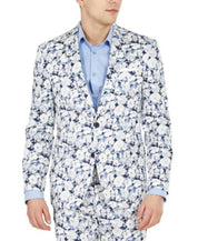 Bar III Men's Slim-Fit Floral Suit Separate Jacket White Blue 38R