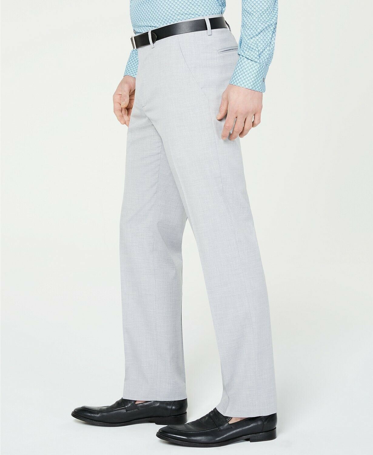 Alfani Classic Fit Stretch Light Grey Solid Dress Pants 40 x 32