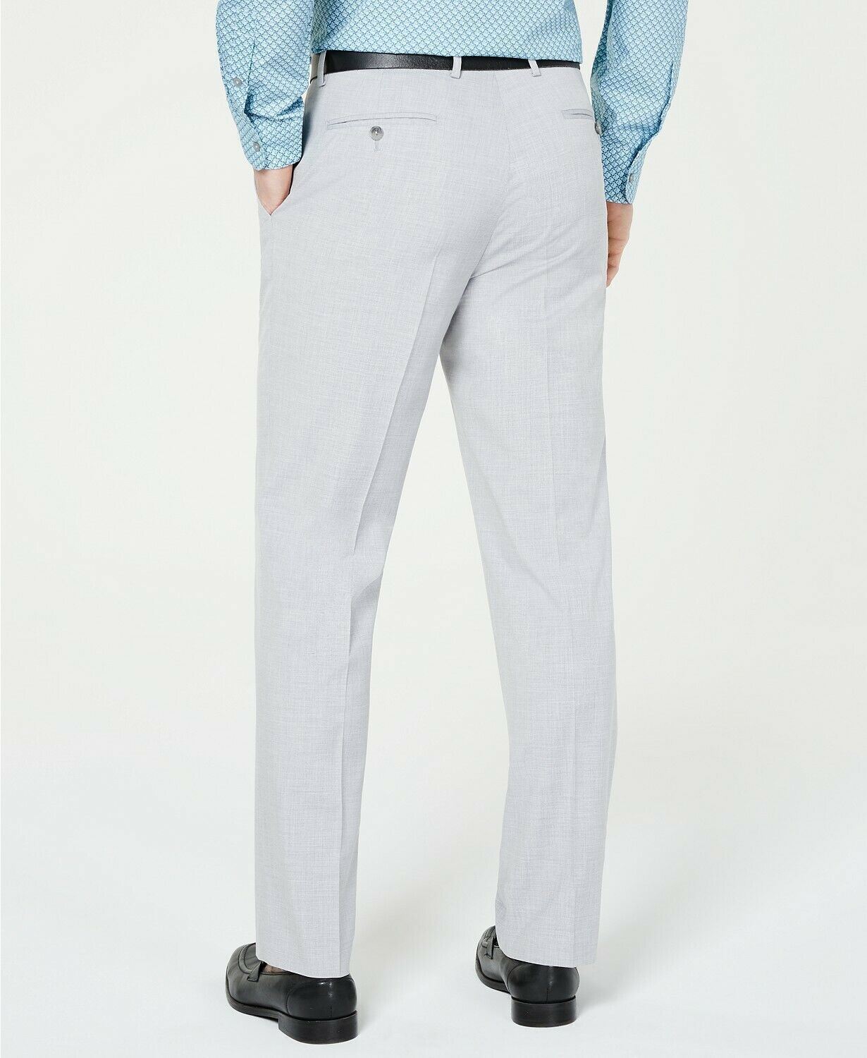 Alfani Classic Fit Stretch Light Grey Solid Dress Pants 40 x 32
