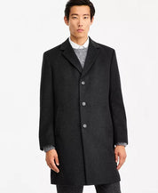 Nautica Men's Classic-Fit Camber Wool Overcoat Coat 46 L Charcoal Grey