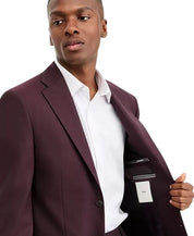 Calvin Klein Mens Slim fit Wool Suit Jacket Blazer 40 L Burgundy Red Solid