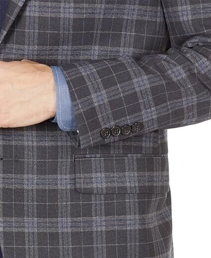 Lauren Ralph Lauren Mens Classic-Fit Windowpane Sport Coat 43R Grey