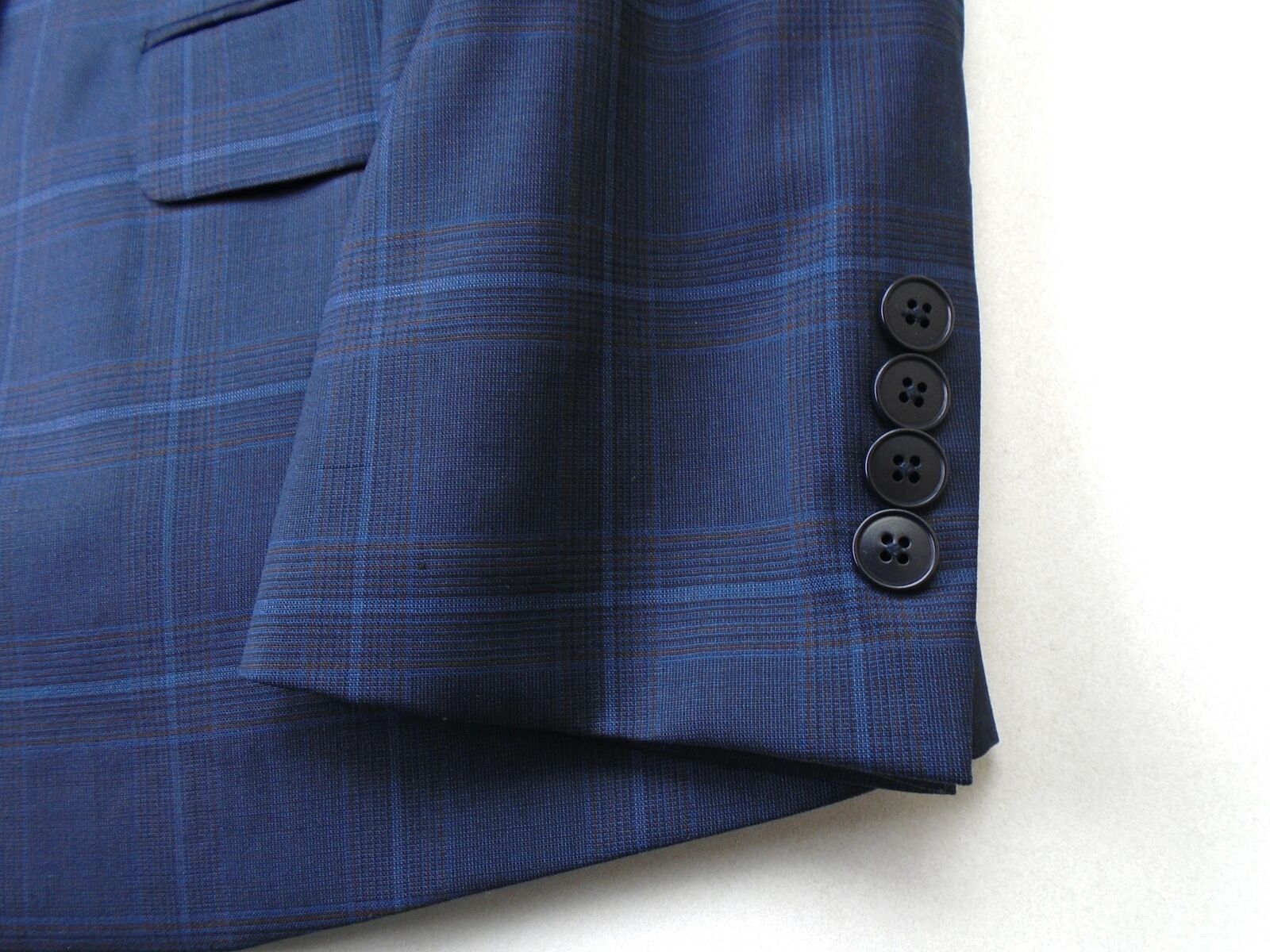 AX Armani Exchange Men's Slim-Fit Plaid Suit Jacket 44L Navy Blue