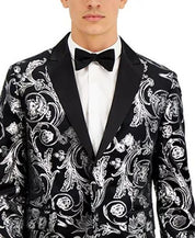 INC INTERNATIONAL CONCEPTS Men's Slim-Fit Jacquard Drew Blazer XL Silver Black