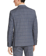 Calvin Klein Men's Skinny-Fit Gray Blue Plaid Suit Jacket 42R