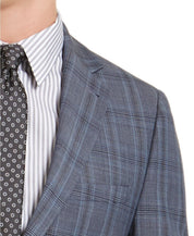 Calvin Klein Men's Skinny-Fit Gray Blue Plaid Suit Jacket 42R