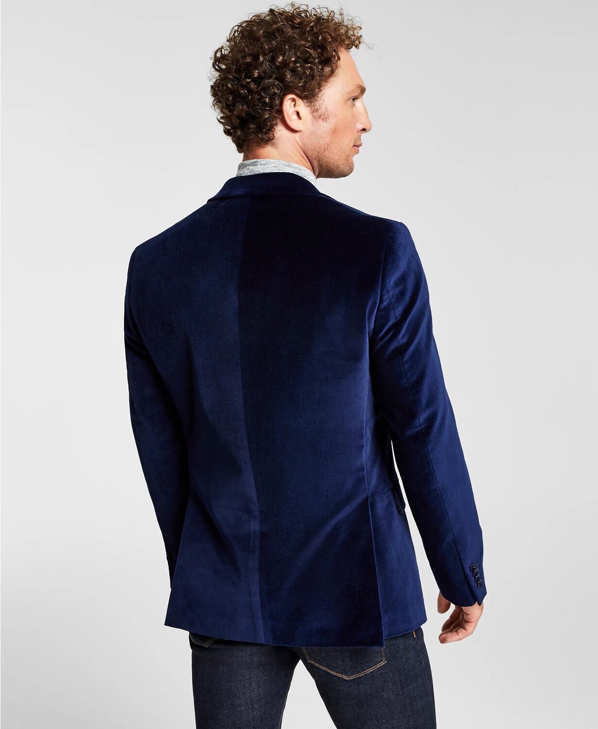 Alfani Men's Slim-Fit Solid Velvet Blazer Navy Blue 36S Sport Coat Jacket