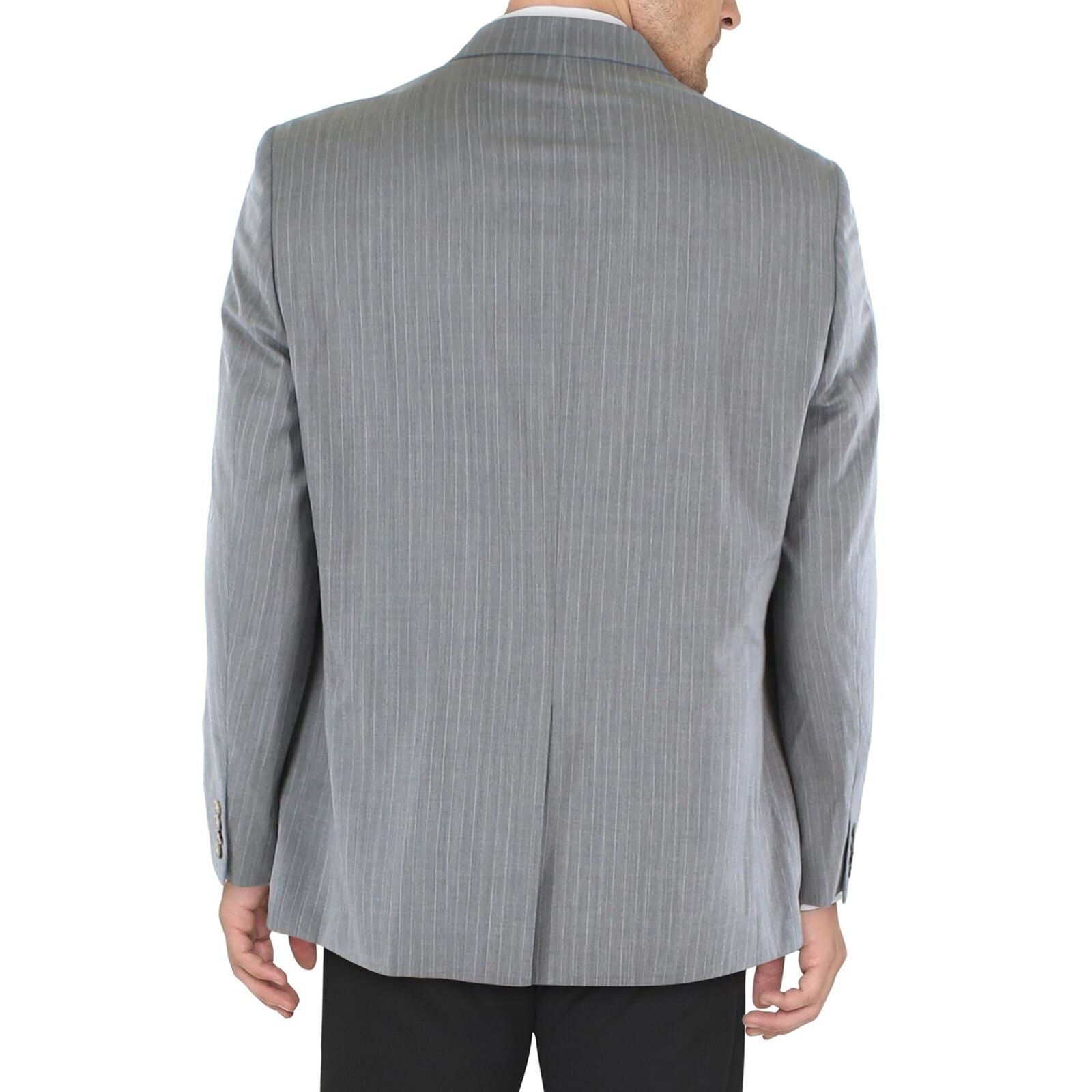 Lauren Ralph Lauren Men's Classic Fit Sport Coat 46L Grey Pin Striped Wool