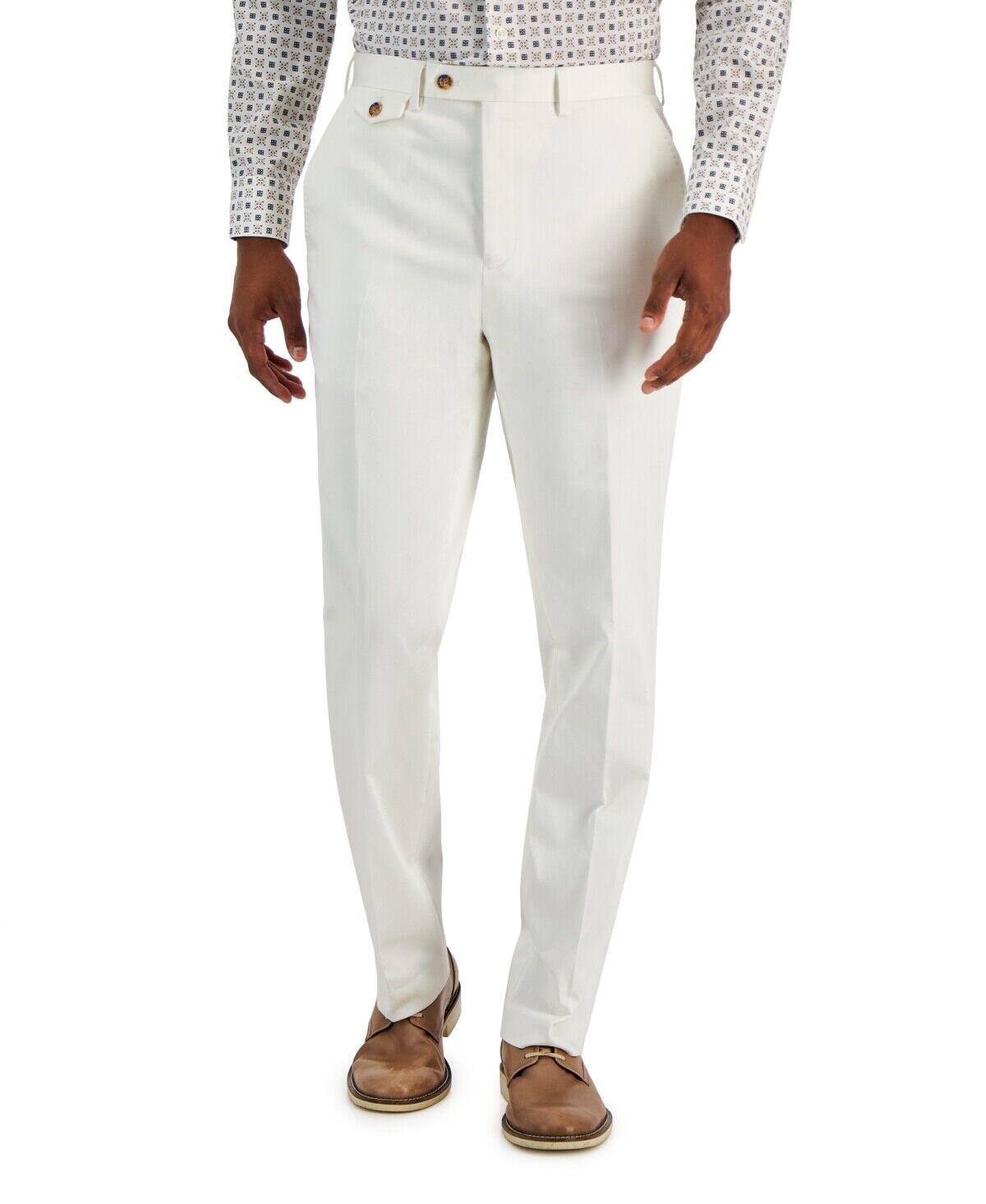 Tayion Collection Men's Classic-Fit Solid Suit Dress Pants White 42 x 30
