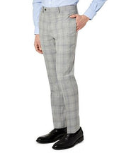 Tallia Mens Slim-Fit Wool Dress Pants 38 x 30 Light Grey / Blue Plaid Flat Front
