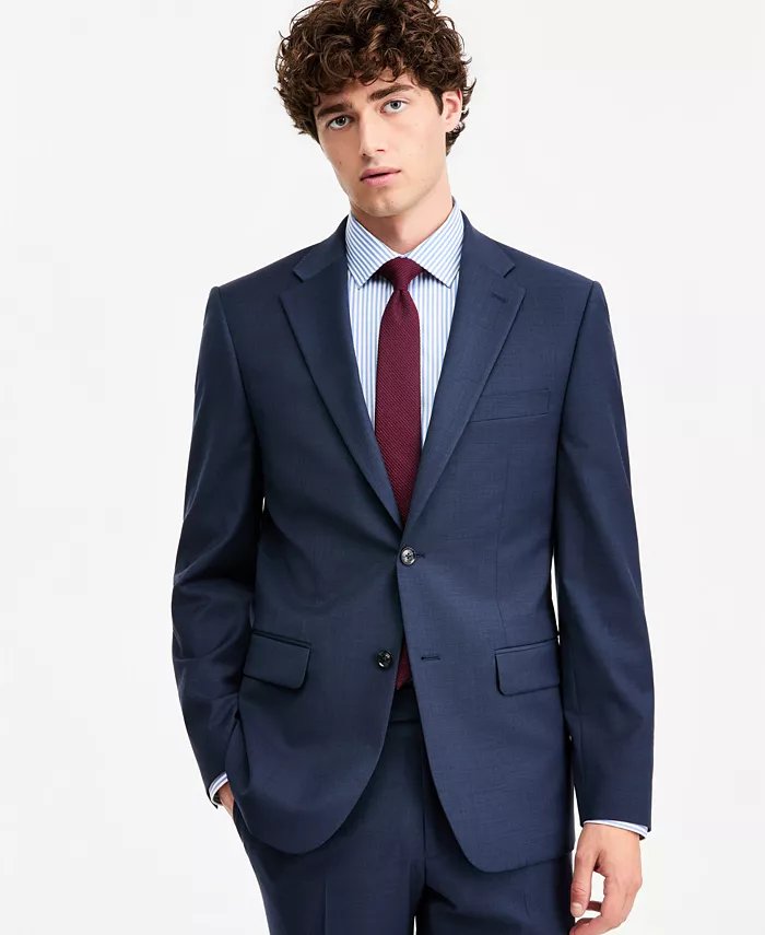 Tommy Hilfiger Mens Modern fit Wool Suit Jacket Blazer 40 R Blue Solid Stretch
