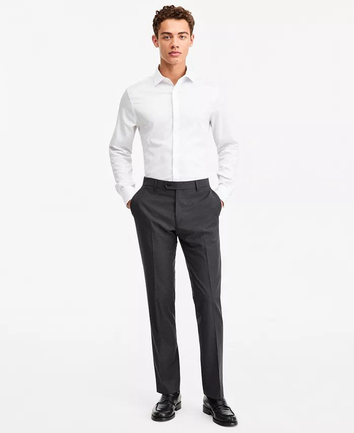 Tommy Hilfiger Mens Modern fit Wool Dress Pants 33 / 30 Charcoal Solid Stretch
