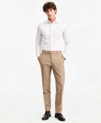 Tommy Hilfiger Mens Modern fit Wool Dress Pants 30 / 32 Th-flex Tan Solid