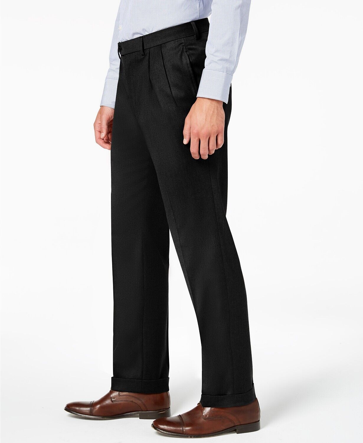 Lauren Ralph Lauren Classic Fit Micro Twill Pleated Dress Pants 38 x 32 Black
