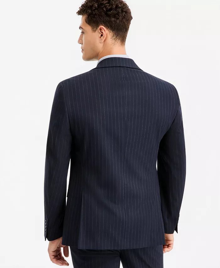 Bar Iii Men Slim fit Suit Jacket Blazer 44 L Navy Blue Pinstripe