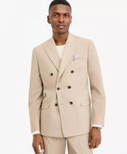 Bar III Mens Slim fit Double Breasted Suit Jacket Blazer 46 R Tan Solid