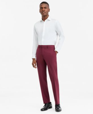 Bar III Mens Slim fit Dress Pants 30 / 32 Burgundy Solid