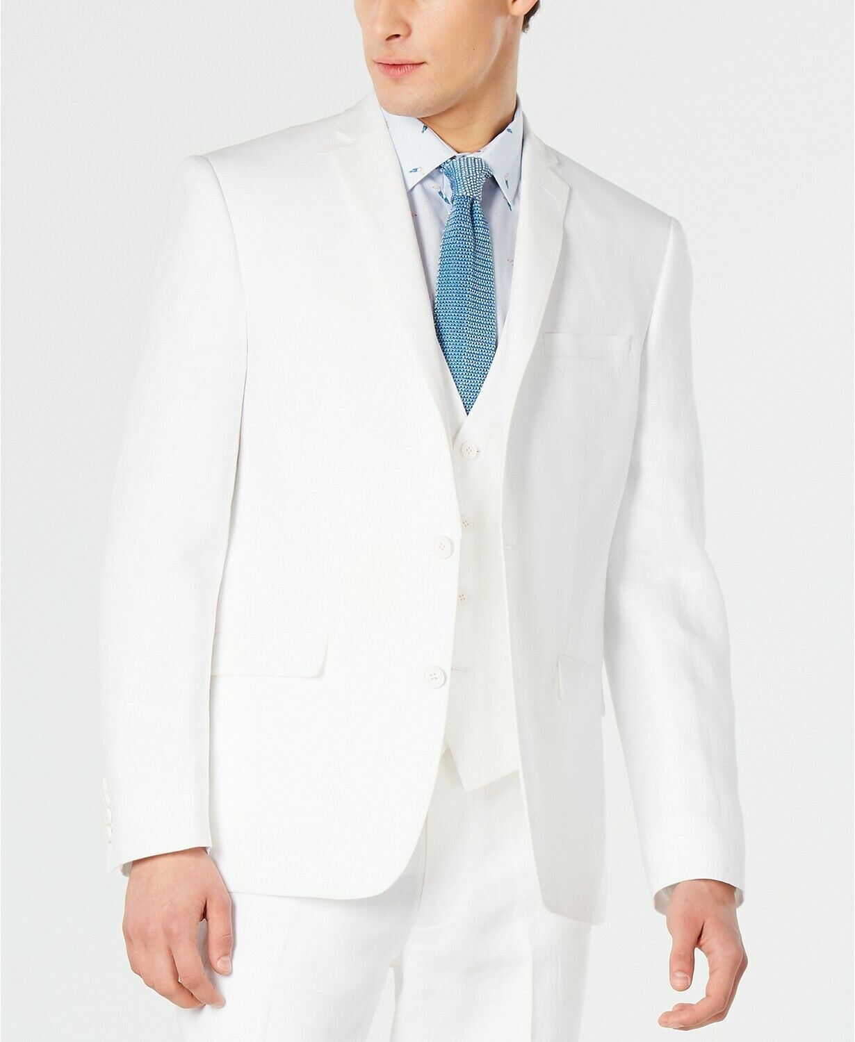 Bar III Men's Slim-Fit White Linen Suit Jacket 40L Sport Coat