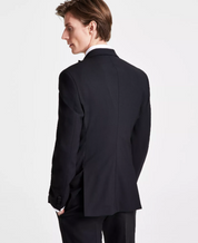 Bar Iii Mens Slim fit Wool Tuxedo Jacket Blazer 46 R Black Solid Stretch