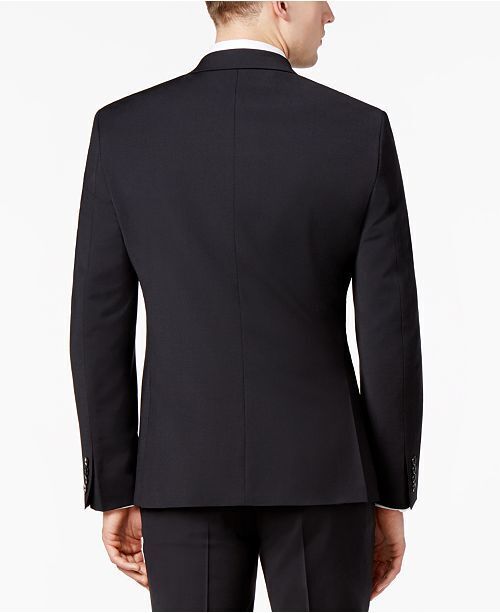 Bar III Men's Skinny Stretch Wrinkle-Resistant Suit Jacket 40R Black Two Button