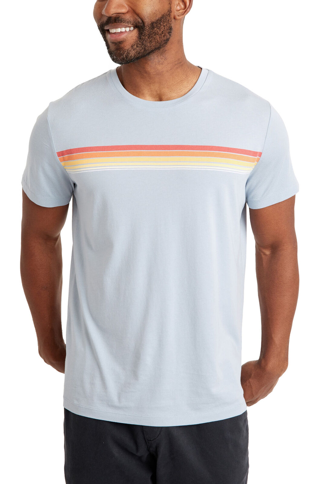 Marine Layer Mens Signature Short Sleeve Striped Chest Tee Shirt Small Blue