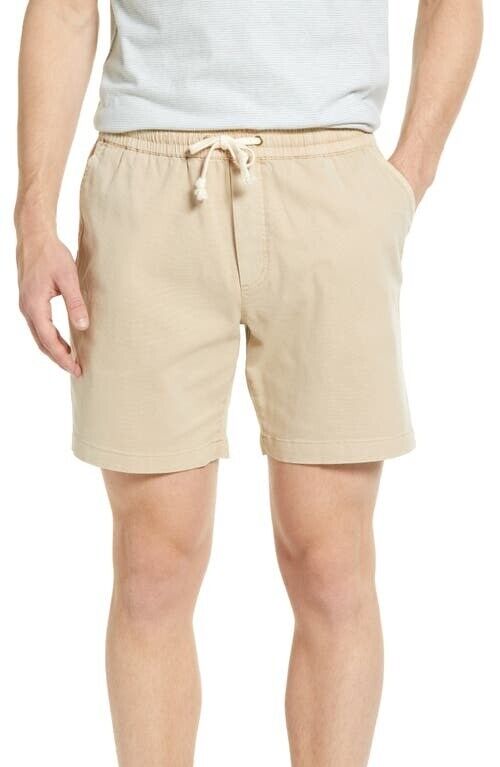 Marine Layer Mens Saturday Drawstring Shorts XL Khaki Beige