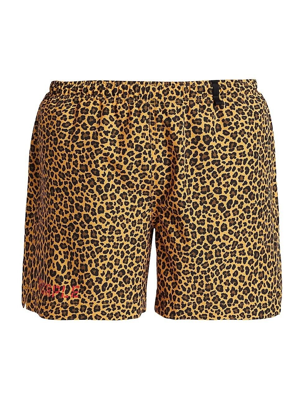 Purple Brand Men's Leopard Print Logo Swim Shorts XL Brown Leopard