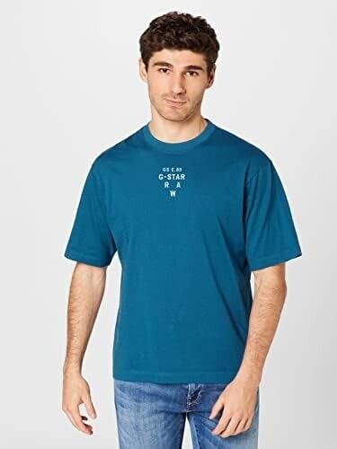 G-STAR RAW Mens Stencil Centre Gr Boxy T-Shirt Medium Blue