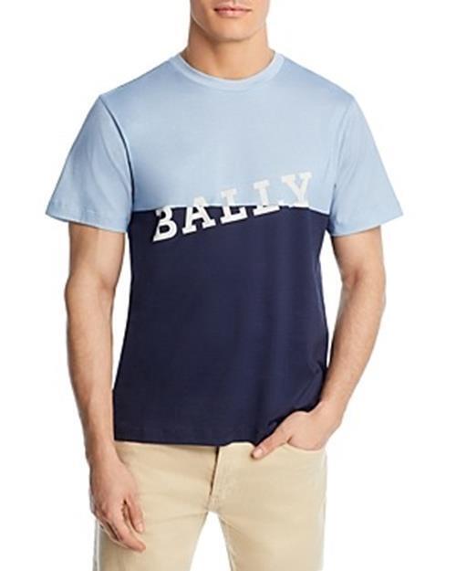 Bally Mens Colorblocked Logo Short Sleeve Tee Shirt XL Blue