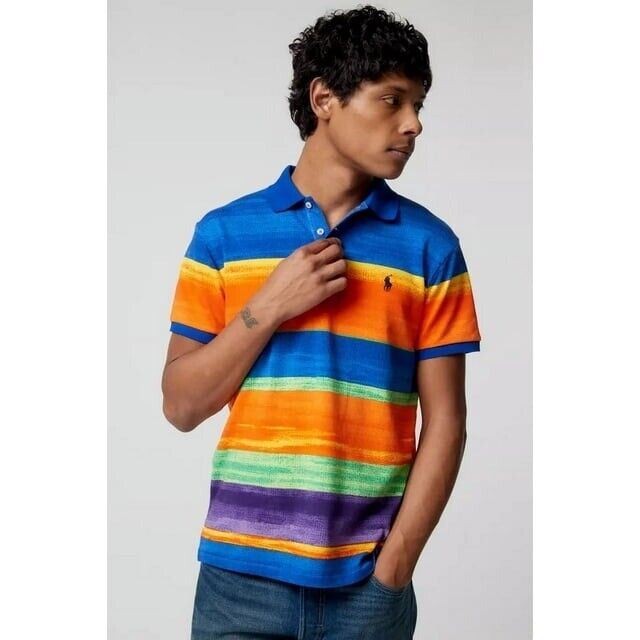 Polo Ralph Lauren Men's Multi Stripe Spa Terry Classic Fit Polo Shirt Men’s XL