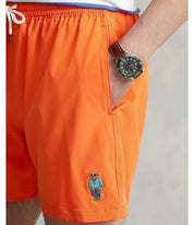 Polo Ralph Lauren Men's 5-3/4-Inch Bear Swim Trunks Medium Sailing Orange
