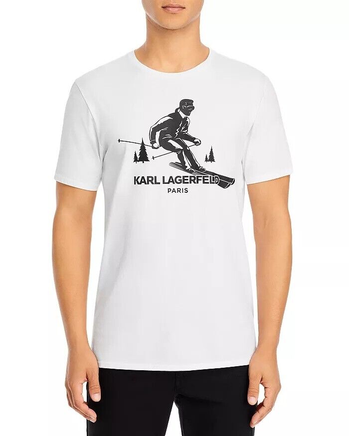 KARL LAGERFELD PARIS Mens Karl Skiing Tee Shirt Large White