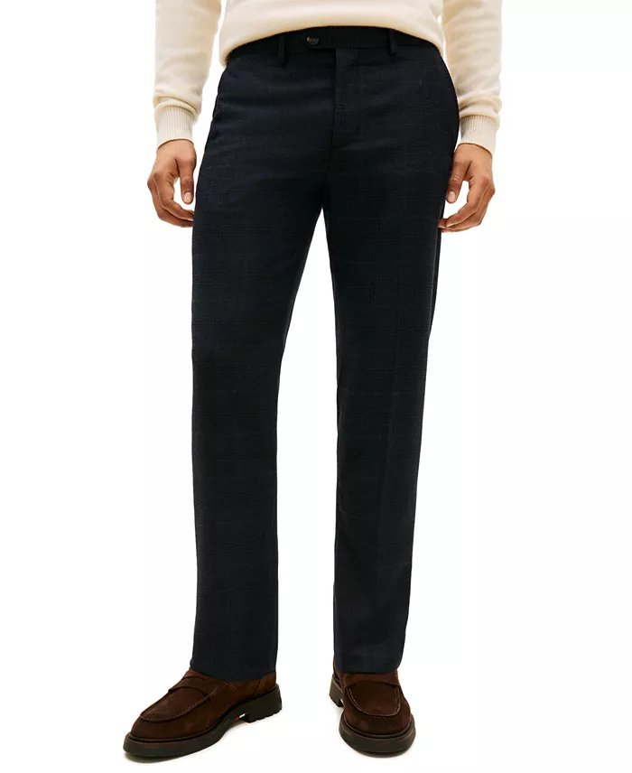 Tommy Hilfiger Mens Regular fit Wool Dress Pants 33 / 30 Navy Blue Plaid