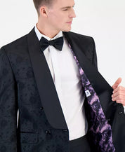 Tayion Collection Mens Classic fit Tuxedo Dinner Jacket 42 R Black Floral