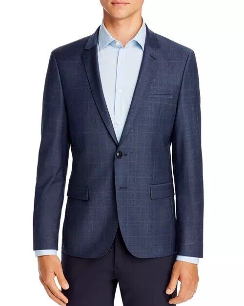 HUGO BOSS Mens Extra Slim Fit Suit Jacket 36R Arti Tonal Blue Plaid