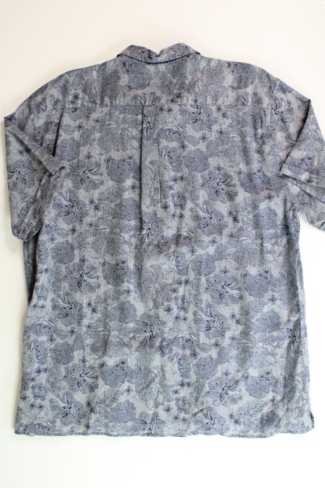 BARBOUR Mens Rakehead Short Sleeve Button Linen Shirt 2XL XXL Floral Blue