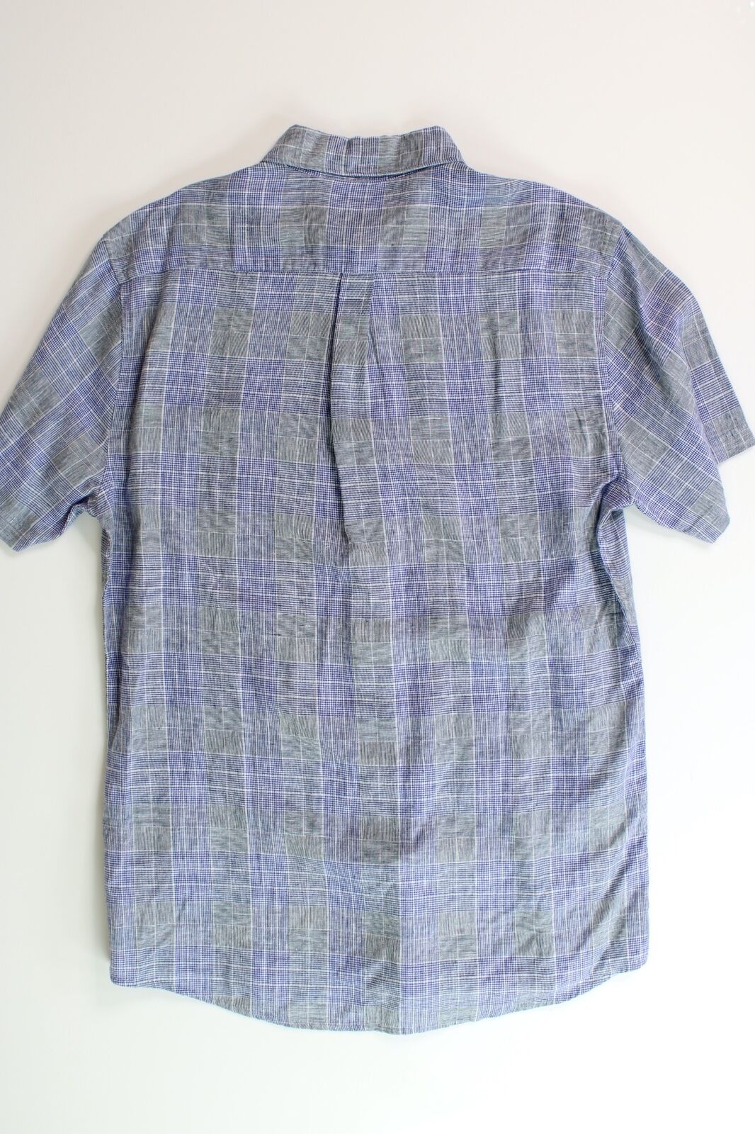 BARBOUR Mens Drydock Short Sleeve Button Linen Shirt Small Blue Plaid
