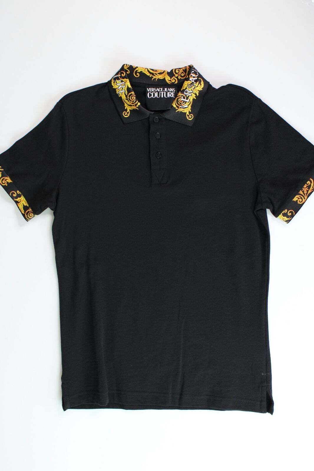 Versace Jeans Couture Mens baroque-pattern polo shirt Small Black