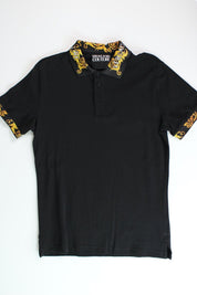 Versace Jeans Couture Mens baroque-pattern polo shirt Small Black
