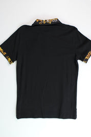 Versace Jeans Couture Mens baroque-pattern polo shirt Small Black