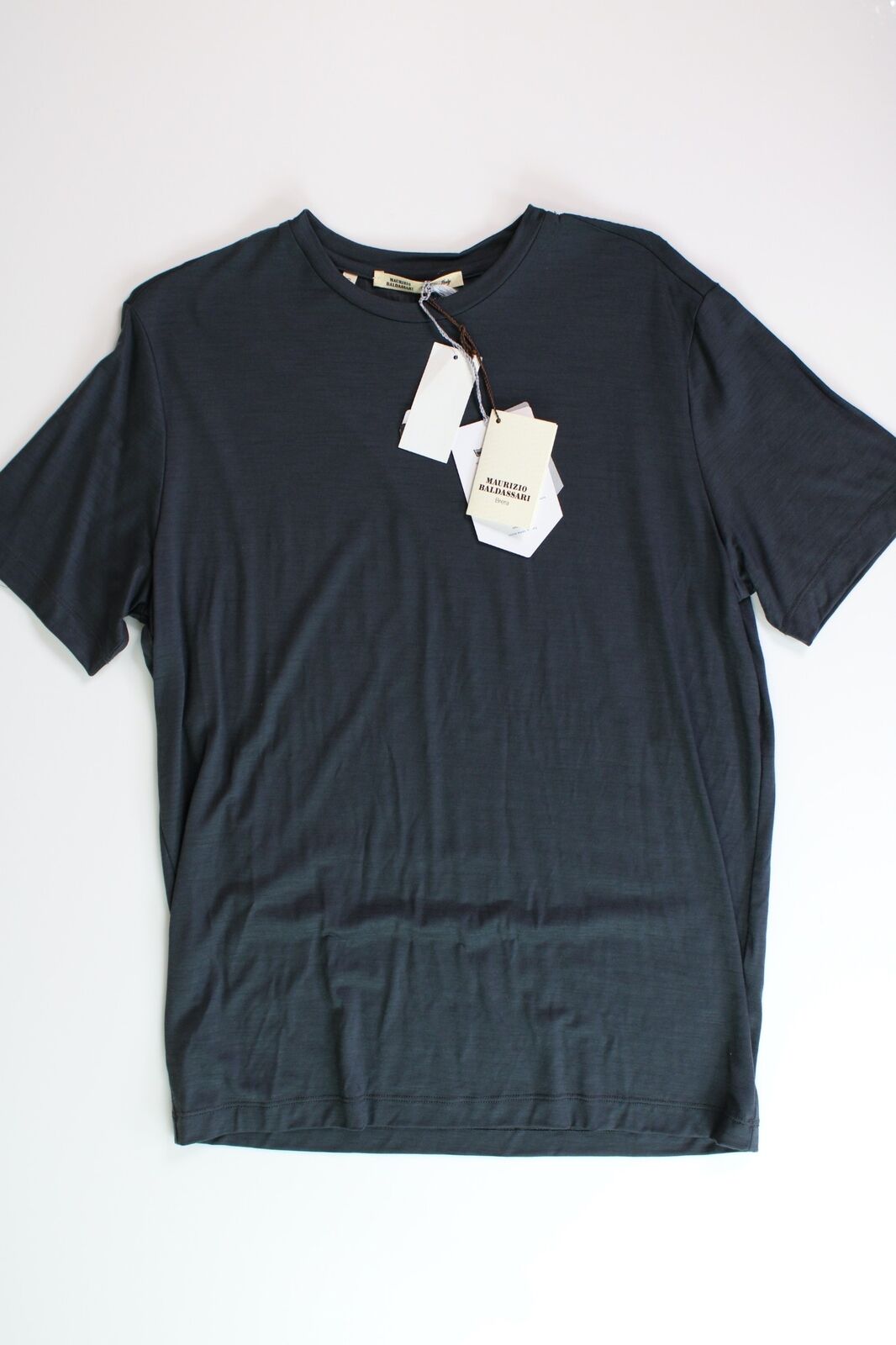 Maurizio Baldassari Mens SS WOOL T Shirt Small Metal Grey ITALY