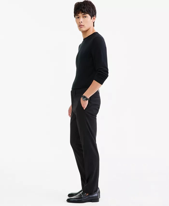 Kenneth Cole Reaction Mens Slim fit Dress Pants 36 / 30 Black Pinstripe